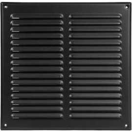HVAC OV 10 x 10 Inch (Inner) Black Stainless Steel Square Air Vent Cover, Register Vent Deflector, HVAC Louvered Grille with Mesh Screen, Bathroom Home Office Kitchen 12 x 12 Inch (Outer)