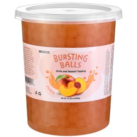 BREXONIC Popping Boba Pearls Bursting Tea Balls Drink & Dessert Topping Strawberry Mango Blueberry Passion Fruit Flavored Bubble Tea Tapioca Pearls 2 LB (Peach, 2 Pound (Pack of 1))