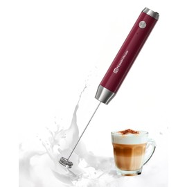 Maestri House Rechargeable Milk Frother with Stand, Adjustable 2-Speed Handheld Electric Foam Maker Waterproof Detachable Stainless Steel Whisk Drink Mixer Foamer for Lattes, Cappuccino