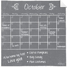 Decal Peel and Stick Dry Erase Monthly Calendar Gray Chalkboard