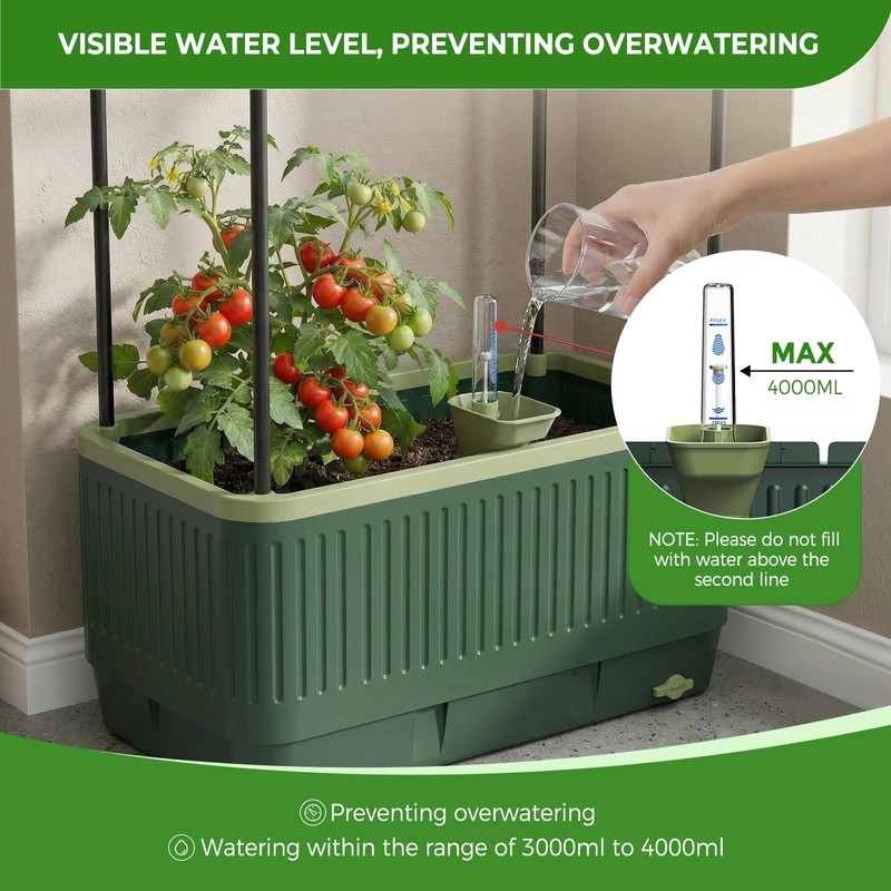 Raised Garden Bed Tomato Planter with Trellis, 52" Self Watering