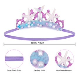 AMCAMI Ocean Elastic Headband Purple Ocean Party Decorations Ocean Crowns for Women Ocean Ocean Hair Accessories