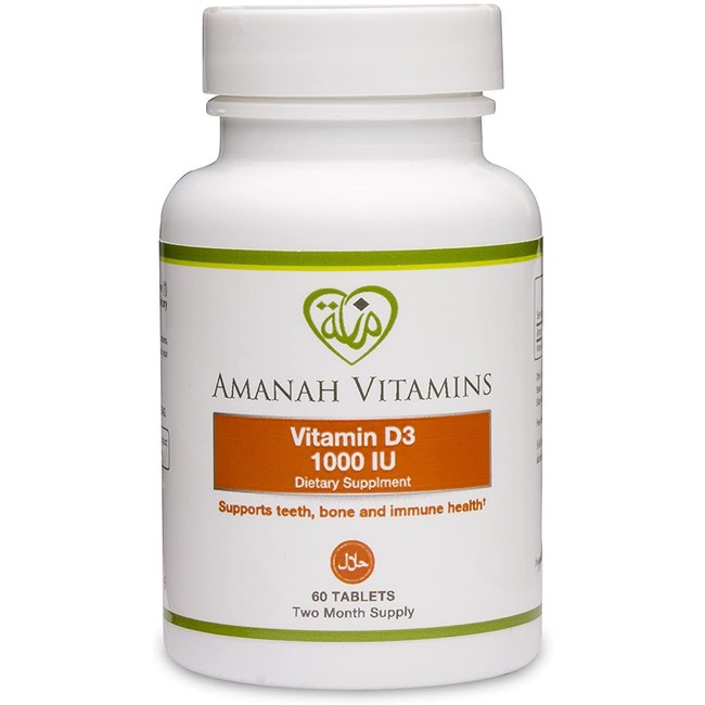 AMANAH Vitamins - Vitamin D3 1000 IU - Halal Vitamins - 60 Tablets