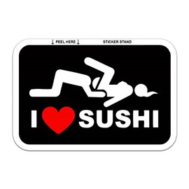 I Love Sushi Adult Funny car Bumper Sticker Window Decal 5" x 3"