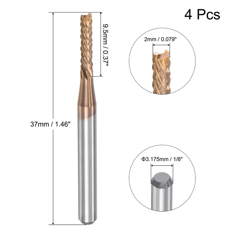sourcing map End Mill CNC Router Bits, 1/8" 3.175mm Shank