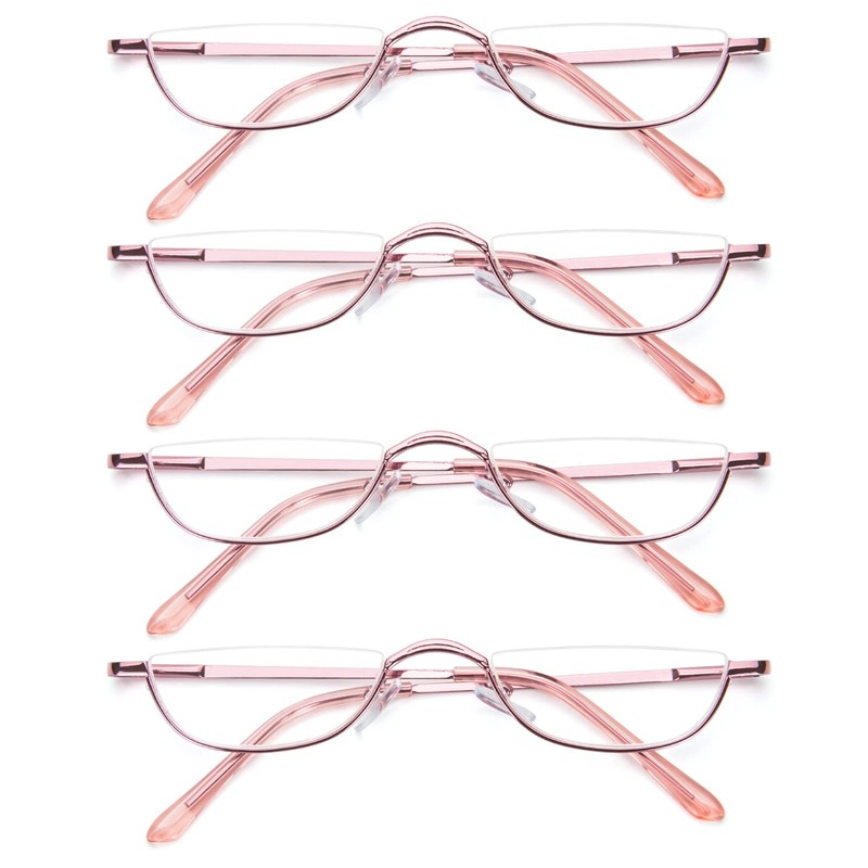 KoKoBin Half Reading Glasses,4 Pack Half Rim Metal Frame Glasses