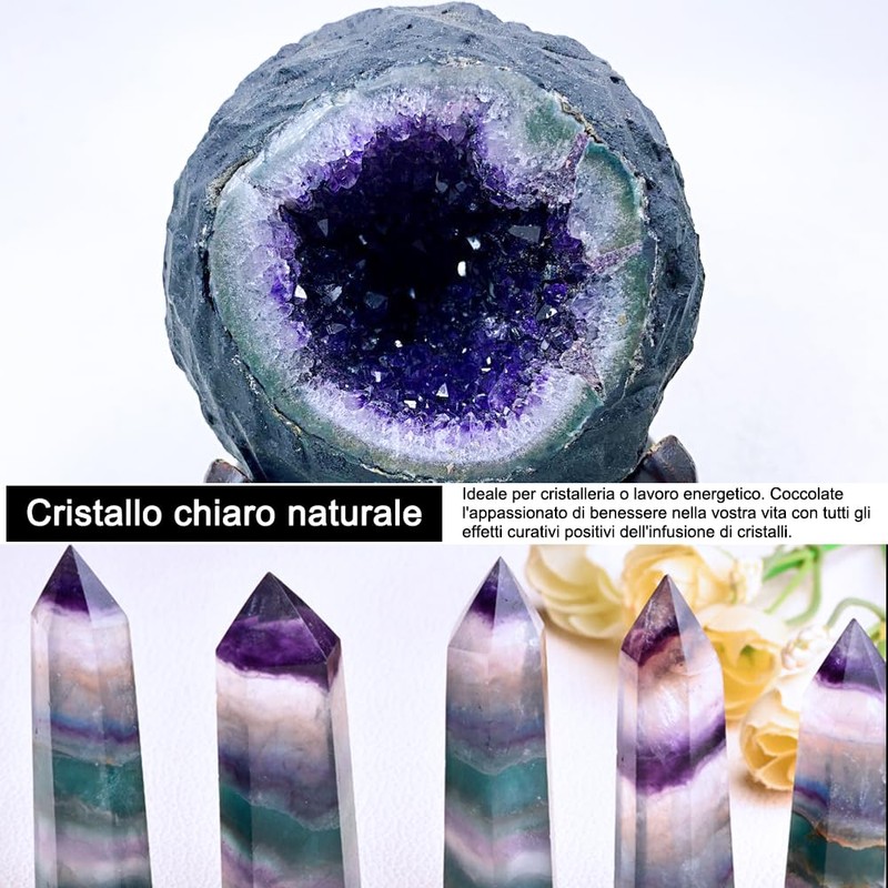 HINATAA Crystal Water Bottle, Removable Healing Natural Quartz Water Bottle,