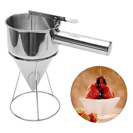 Stainless Steel Funnels with Rack, Pancake Batter Dispenser Funnel Octopus Balls Tools with Rack (Stainless Steel,Silver)