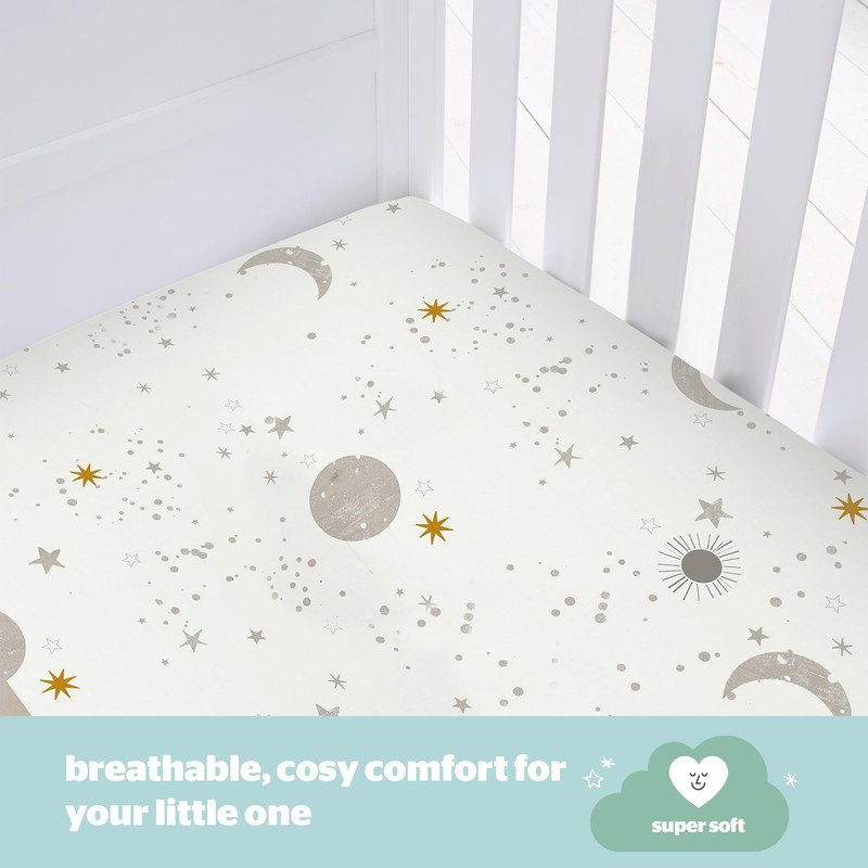 Silentnight Safe Nights Cot Size Fitted Sheets Set 100% Jersey