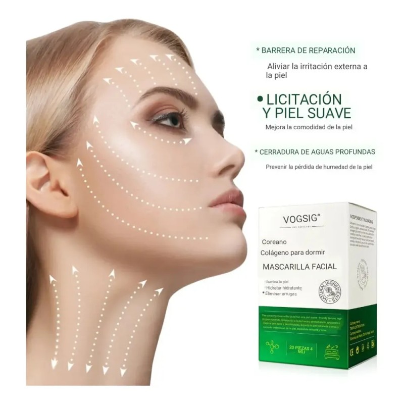 20 Mascarilla Faciales Coreana Antiarrugas Manchas Nocturna