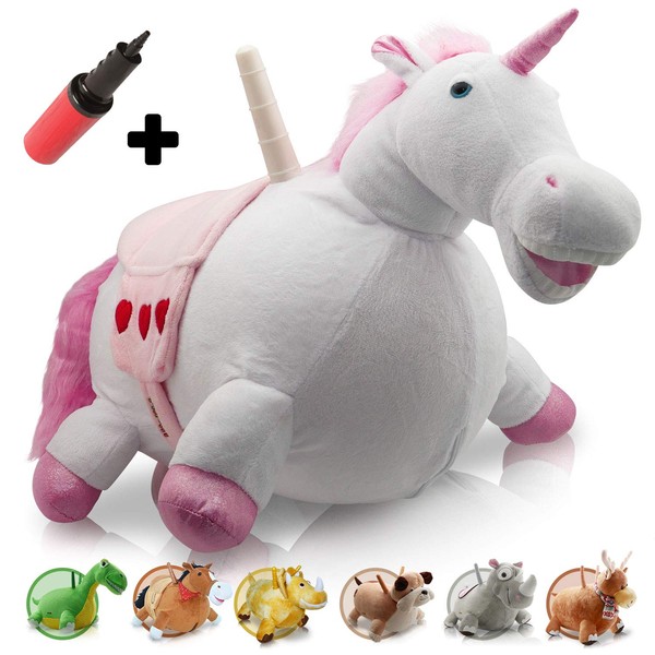WALIKI Bouncy Unicorn Hopper | Hopping Unicorn | Inflatable Ride-On Pony | Ridding Horse for Kids | Jumping Unicorn | Pump Included