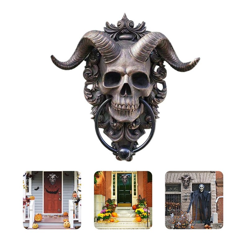 Horned God Skeleton Hanging Door Knocker Wall Hanging Plaque for