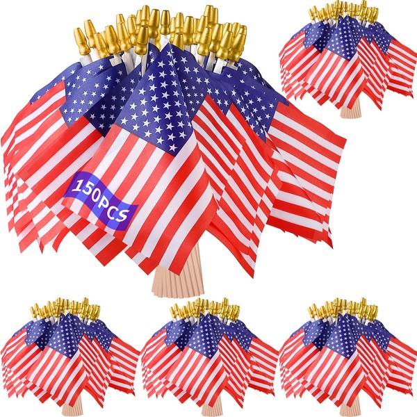 Zoblise Small American Flags on Stick: 150 Pcs 5.5x8 Inches