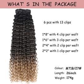 26 Inches Clip in Hair Extensions Synthetic hair Clip in 174G 6Pcs/Lot Japanese Heat Resistant Fiber Hairpieces for Women (MT1B/27#, ANJO 26 inch)