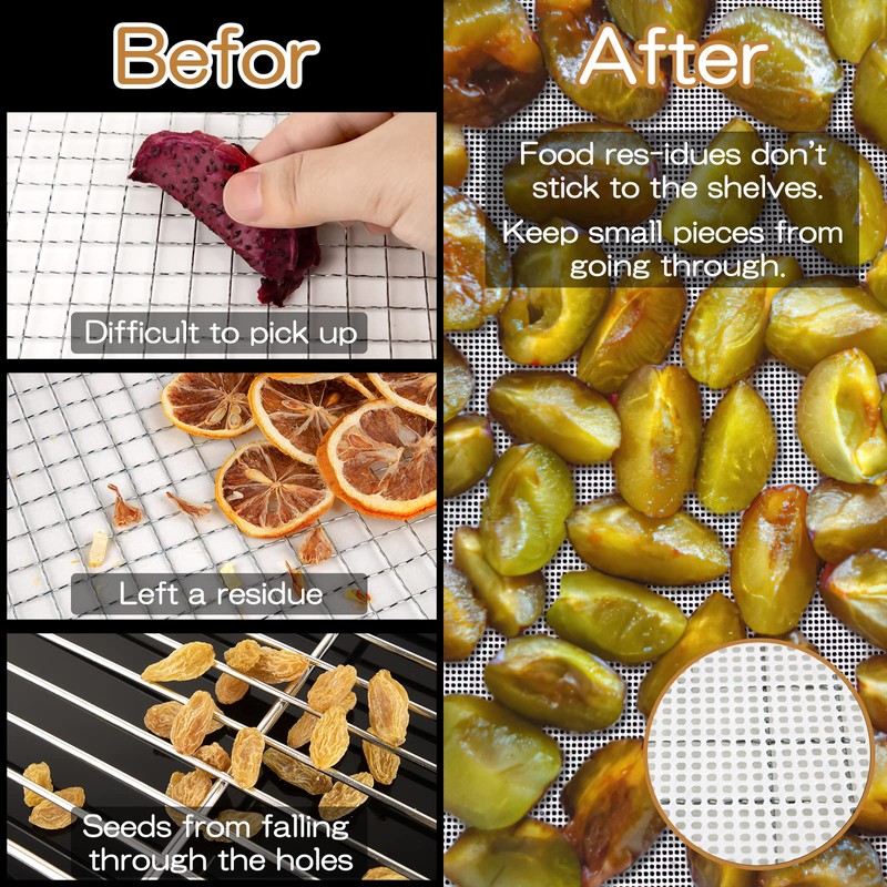 (6 Pack) Silicone Dehydrator Sheets, Non Stick Dehydrator Mats for