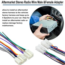 Female+Male Radio Wiring Harness Kit Compatible with Toyota 1992-2019(Non JBL) Subaru 2010-2019 10Pin&6Pin Aftermarket Radio Stereo Wire Harness Plug Adapter Car Stereo Power Speaker Wire Harness