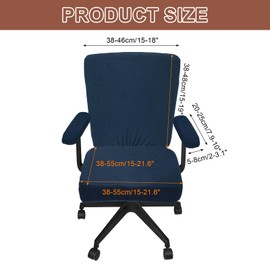 sourcing map Office Chair Covers, Stretchable Rotating Chair Slipcover Desk Computer Backrest Armrest Seat Cover for Office Home, 38-55cm Large Seat Slipcover, Navy Blue