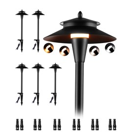 ZestPatio Pathway Lights Low Voltage, 12V LED Hard Wired Low Voltage Landscape Lighting for Outdoor Yard Garden Walkway Driveway Pathway Path, 5CCT 5W Large Area Glare-Free, ETL (Pagoda Style, 6)