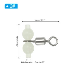 PATIKIL 20 Pack 3-Way Swivel Cross Line T-Turn Rolling Terminal with Luminous Beads 18mm Long for Catfish Surf Rigs White