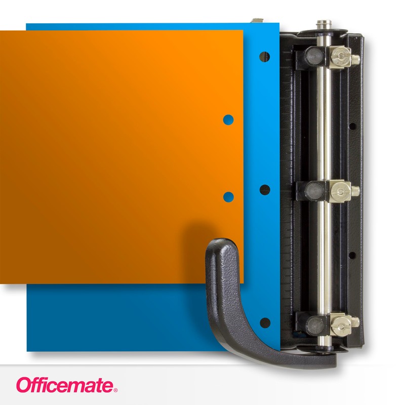 Officemate Heavy Duty Adjustable 2-3 Hole Punch with Lever Handle,