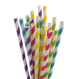 Homeford Candy Striped Holiday Paper Straws, Assorted Color, 7-3/4-inch, 20-Piece