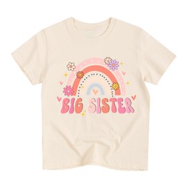 Rixalor Big Sister Retro Bainbow Announcement Shirt Big Sister Pregnancy Announcement Tees