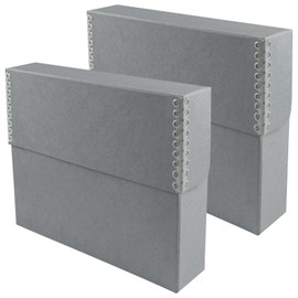 Lineco Archival Document Storage Box with Metal Edge, Acid-Free Gray Boxboard, Organize and Store Files, Prints, Photos, Legal-Sized Case 15.5" x 10.5" x 2.5" Wide, Pack of 2
