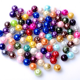RUBYCA 200Pcs Mix Czech Tiny Satin Luster Glass Pearl Round Bead 6mm Assortment Beading DIY Jewelry