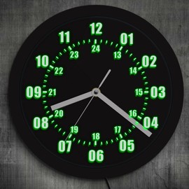 Futchoy Modern Military Pattern LED Wall Clock 24 Hour Display Backlight Neon 7 Colors Changeable 10" Timing Gift