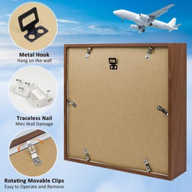 ZEEYUAN Adventure Archive 12x12 inch Box Shadow Box with top Slot Travel Box for Memories as a Gift for Friend Wife and Husband Colleagues