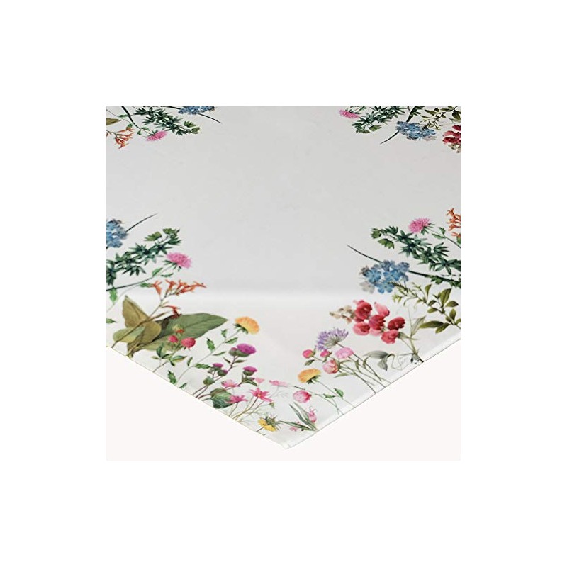 Raebel Tablecloth - White with Print Motif Summer Flowers Easter