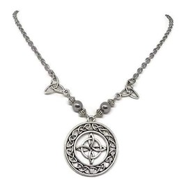 Celtic Witches knot Protection Necklace - Talisman with Triquetras - Wiccan Jewelry - Pagan Necklace with hematite Beads