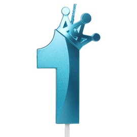 Blue Crown Birthday Candle 1, 1 Candles for Birthday Cakes,Number 1 Crown Candle,1st Birthday Candles Sparkle Decoration for Birthday Party Wedding Anniversary Celebration Supplies