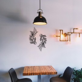 Dolmifapro Metal Wall Art KOI Fish Metal Wall Decor Minimalist Koi Art Gift Wall Sculpture for Living Room Bedroom Entryway Kitchen Hallway Garage Office (Size S)