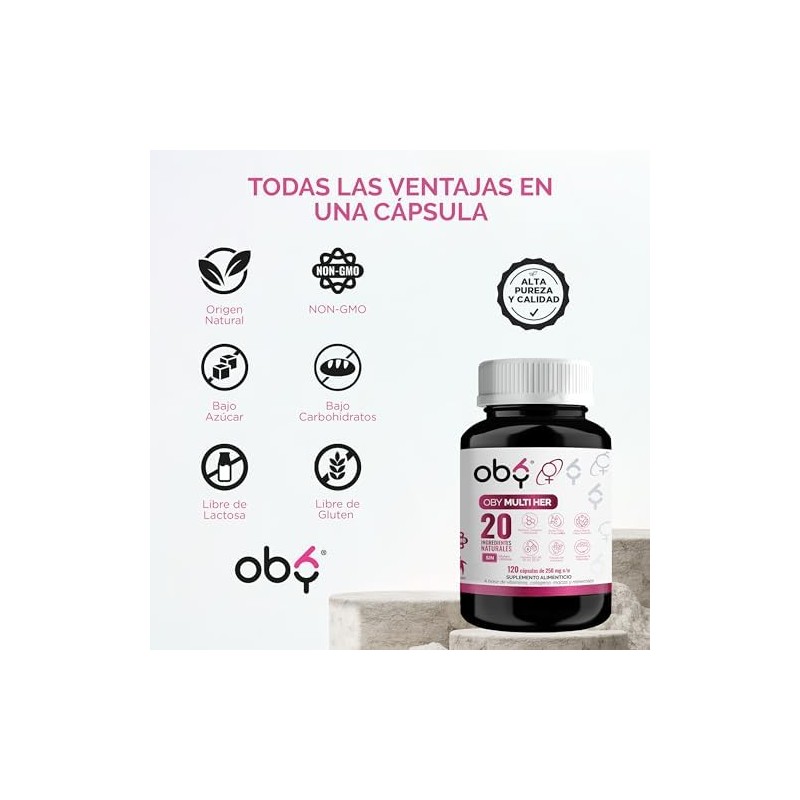OBY Multivitaminico Mujer con Biotina y Colágeno Hidrolizado 120 cápsulas
