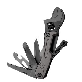 Multitool Wrench Adjustable Multifunctional Stainless Steel Combination Tool Portable for Outdoor Maintenance Black