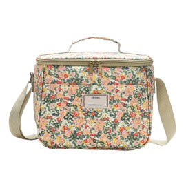 Nanxson Insulated Lunch Bag, Large Reusable Cool Bag, Waterproof Picnic Bag with Floral Pattern and Adjustable Shoulder Strap (7.5 L, B-Beige)