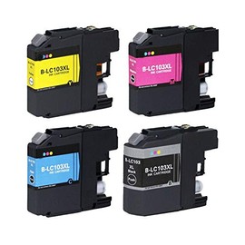 Best Compatible Cartridge for Black & Color Ink for Brother LC101/LC103 (1 of Each Color) -Combo BK,C,M,Y-,for DCP-J152W,J245,J285DW,J4310DW,J4410DW,J450DW,J4510DW,J4610DW,J470DW,J4710DW,J475DW