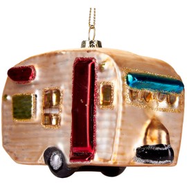 BRUBAKER Caravan - Hand-Painted Glass Christmas Bauble - Mouth Blown Christmas Tree Decoration Figures Funny Decoration Pendant Tree Ball - 4.3 inches (11 cm)