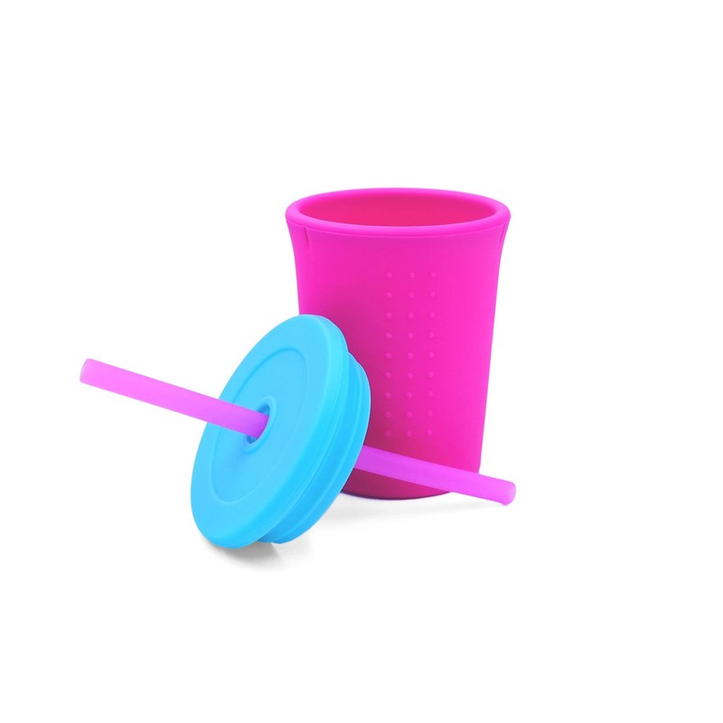 GoSili Unisex Baby Straw Cup, Berry/Sea, 350 ml