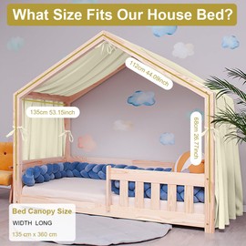 Vicloon Bed Canopy, Children Bed Canopy Nursery Decorations, House Bed Canopies Made of 100% Cotton Muslin Handmade, Decoration for Children's Room, 135 * 360cm, Beige