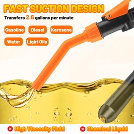 Gemgong Fuel Pump, Battery Portable Transfer Pump, Operated Siphon Pump With Removable Filter 2.6 GPM, Waterproof Switch, No Assembly Required, For Gas, Fuel, Water, Multi-Use Transfer Pump (Medium)