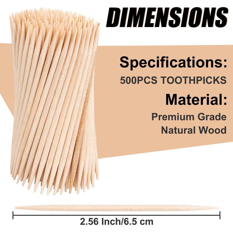 500 Count Toothpicks - Wooden Toothpicks Premium Tooth Picks for
