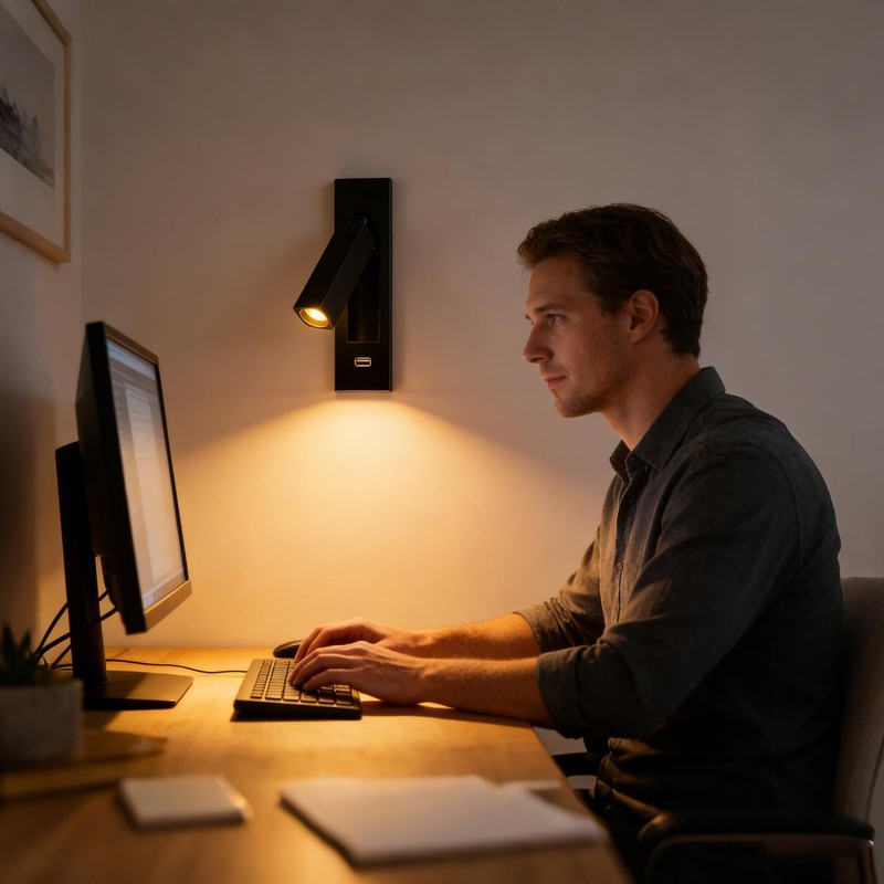 Wall Mounted Reading Light with USB, LED Bedside Reading Light