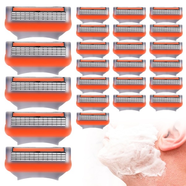 24Pcs 5 blade razor men - 5-Layer stainless steel cartridge