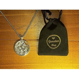 Necklace Wolf Witcher Geralt Of Rivia Medallion Metal Viking Punk Trap Film Series Games Animal Pendant Men Women Gift Black Velvet Bag Gionatan Shop Metal Alloy, Alloy, metal, Alloy