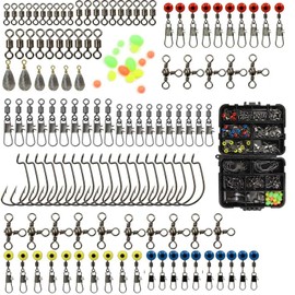 Nanologi Fishing Accessories Set, 160 Pieces, Fishing Swivel Kit with Swivel Beads for Fishing with Sorting Box, Fishing Swivels Plugs, Fishing Beads