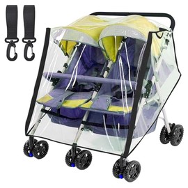 Universal Rain Cover Twin Pushchair Rain Cover Twin Buggy Rain Cover Twin Pushchair Sibling Pushchair Transparent EVA Double Pushchair Large Rain Cover Dustproof Windproof