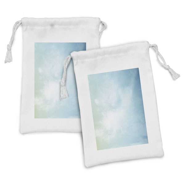 Ambesonne Blue Fabric Pouch Set of 2, Soft Tone Sky