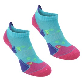 Karrimor Womens 2 pack Running Socks Footwear Accessories Ladies Turquoise/Fusch Ladies 4-8
